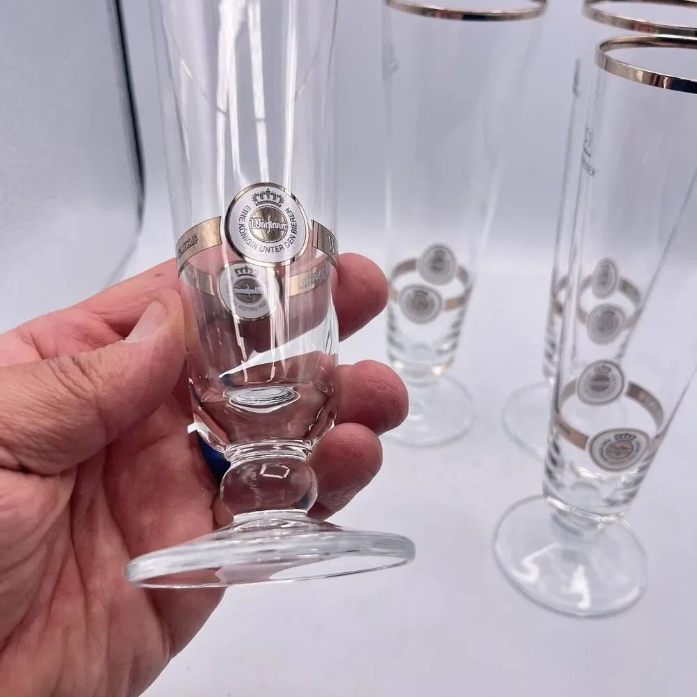 Vintage German 8” .2L Warsteiner pilsner Glasses